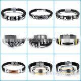 2017 Fashion Custom Logo Genuine Leather Bracelet Custom thumbnail-1