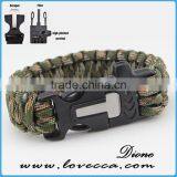 Best Paracord Survival Bracelet Outdoor Camping 4 in 1 Flint Fire Starter Whistle thumbnail-1