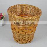 ROUND WILLOW WOVEN WICKER WASTE BASKET thumbnail-2