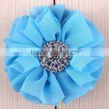 Fabric Chiffon Flower With Rhinestone Center for Kids Hair Accessories thumbnail-3