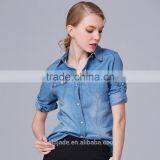 Wholesale Factory Price Brand Ladies Casual Jeans Fabric Sexy Fancy Denim Shirt Women thumbnail-4