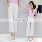 Wholesale Women's Wool Wide Leg Palazzo Trousers Casual Pants High Waist Straight Pants thumbnail-1