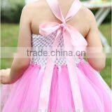 Pink Chiffon Beautiful Flower Strap Kids Bridal Dresses thumbnail-3