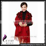 CX-B-P-37C Ladies Fashion Wholesale Cashmere Shawl With Fur thumbnail-1