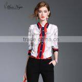 Maxnegio Lady Fashion Blouse Cutting Stitching Office Chiffon Print Designs