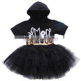 Summer One-piece Girl Child Dress Short Sleeve Lace Black Tutu Dress For Girl 2-7T thumbnail-3