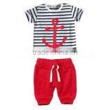 Fashion Cotton Baby Suits Stripe Printed T-shirts Superior Quality Elastic Waistband With Internal Drawstring Pants Sets thumbnail-1