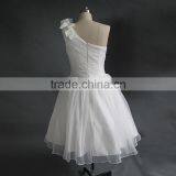 Knee Length One Shoulder Ball Gown Wedding Dress/Chiffon Wedding Dress thumbnail-6