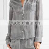 Wholesale Fashion Striped Satin Pajama Set Custom Pijamas Woman Ladies Pyjamas Sleepwear thumbnail-2