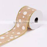 Burlap Christmas Ribbon With White Dots thumbnail-1