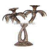 White Metal Twin Candle Holders thumbnail-1