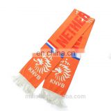 SC-0022 Acrylic soccer scarf custom print knitted jacquard Holland Netherlands Royal Dutch football fan scarf
