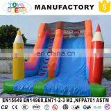 Colorful Inflatable Pencil Bounce Slide With Ladder Jumping Castle