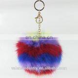 Wholesale Customized Colorsul Fluffy Faux Fur Pom Poms Ball Keychain Pom Pom Ball Pendant for Woman Cellphone/handbag/hats/Car thumbnail-1