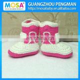 Handmade Cotton Crochet Baby Ankle Cowgirl Boots White and Peach