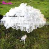 A0203 Victorian White Wedding Umbrella with Layers Lace