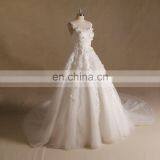 Noble Scoop Neck Corded Flowers Puff Aline Wedding Dress Long Train Sleeveless thumbnail-3