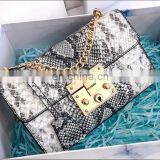 2020 Ladies PU Leather Shoulder Flap Bag Fashion Snake Skin Print Elegant Purse thumbnail-3