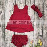 2019 Summer Red Girls Dress & Ruffle Bloomer Pants & Headband 3pc Set thumbnail-4
