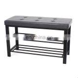 Customized Modern PVC Leather Metal Shoe Rack for Living Room at Doorway Entrance Shoe Bench thumbnail-4
