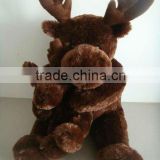 Plush brown elk mother and son toy