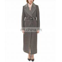 Europe Fashion Cashmere Long Coats Woman Wear Wool Blend Coat Wholesale Coat With Belt thumbnail-1