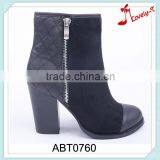 Pu and Suede Upper Sexy Lady Superfly no Lace Work Zipper up High Heel Ankle Boots thumbnail-1