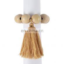 Home Accessories Table Wood Napkin Ring Macrame Beads Tassel Wooden Napkin Rings thumbnail-4