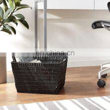 High Quality Large Capacity Stainless Steel Frame Hand Woven Storage Basket Plastic Vine Storage Box thumbnail-4