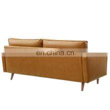 Tan Faux Leather 3-Seater Tuxedo Sofa With Square Arms thumbnail-4