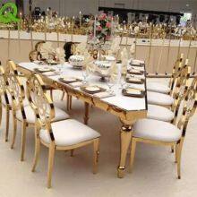 Hot Sale Golden Glass Top Wedding Table Event Banquet Table thumbnail-2