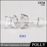 14KT Solid Gold Princess Cut AAAAA CZ Earrings Jewelry Manufacturers thumbnail-4