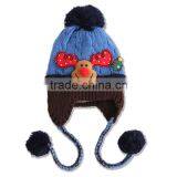 Newest Christmas Tree and Deer Head Applique Pigtail Pom Pom Baby Kids Knitting Winter Caps and Hats thumbnail-3