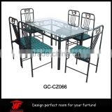 Simple kids stainless steel dining table and chair sets with korean table top