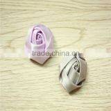 2pcs Shabby Chic Baby Doll Lavender Grey Satin Ribbon Rose Flower Applique Hair Bow thumbnail-1