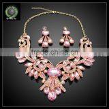 Costume Jewelry Pink Color Crystal Jewelry Set KHK723 thumbnail-1