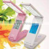Fashionable USB Port Recgargeable Flexible Folding LED Table Lamp With Calendar Timer Temprature and Alarm Clock Functions thumbnail-2