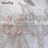 One Set Pink Beads Handmade Decorative Dress Patch for Women WDP-021 thumbnail-2