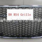 Car B8 RS4 Style Grille for 09-11 Audi A4 B8 Chrome Frame Black Mesh Chrome Ring thumbnail-1
