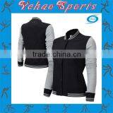 Fashion Women Slim Fit Black and Grey Varsity Jacket thumbnail-1