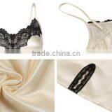 2016 Wholesale OEM Women's Nightshirts Satin Chemises Slip Sleepwear Lace Trim thumbnail-3