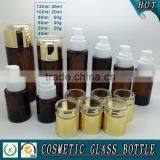 Dark Brown Colored Glass Cosmetic Bottle and Cosmetic Glass Jar With Acrylic Lid Quality Choice thumbnail-2