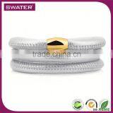 Jewelry Wholesale Metallic Silver Bracelet Leather Stainless