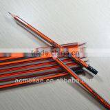Standard Size Hexagonal Shape Neon Orange and Silver Striped Special Graphite Wood Pencil Sharpened With Eraser thumbnail-4