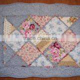 Shabby Chic Blue Floral Patchwork Quilted Cotton Bedroom Bath Floor Mat Rug thumbnail-1