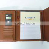custom leather embossed portfolio with magnetic flip