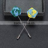 Men Rose Flower Lapel Stick Handmade Boutonniere Pin for Suit thumbnail-3