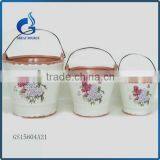 Unique Flower Decal China Round Ceramic Flowerpot Set thumbnail-3