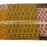 Double Bed Size Colorful Patchwork Kantha Bed Cover Double Bed Size Cotton Fabric Bedspread Fruit Printed Patches thumbnail-1