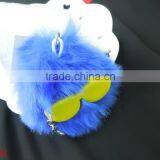 Blue Plush Ball Keyring for Handbag thumbnail-1